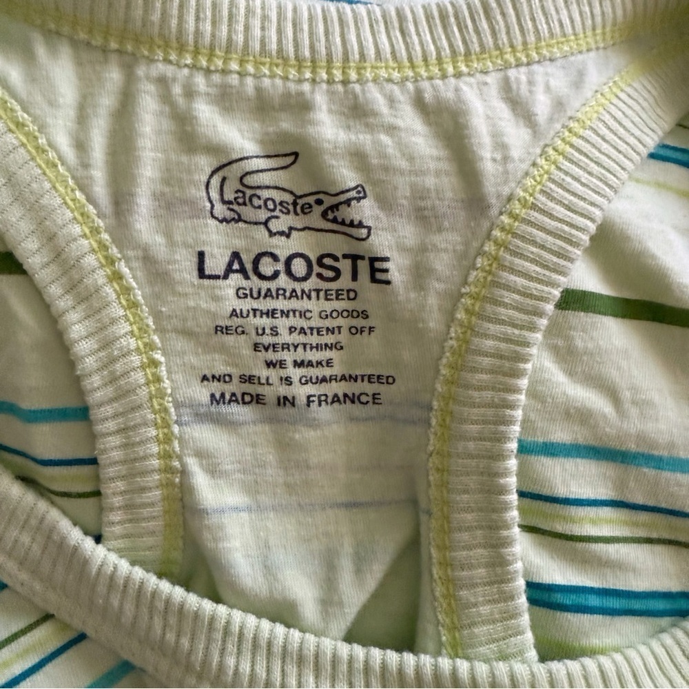 Lacoste Green Striped Tank Top Size S - Picture 4 of 4